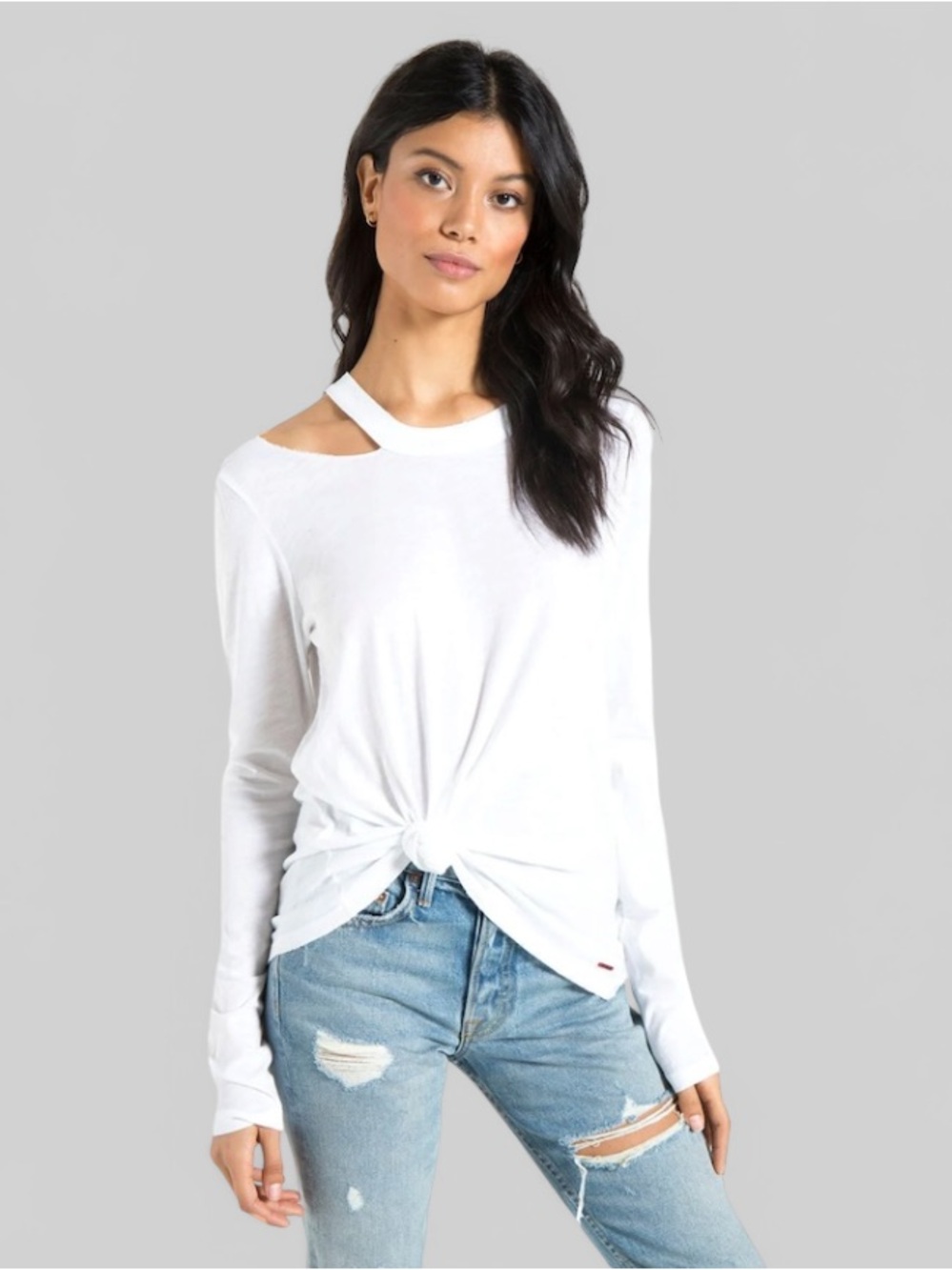 NWT n:PHILANTHROPY Women’s Alexa Long Sleeve Deconstructed Tee Crewneck Top